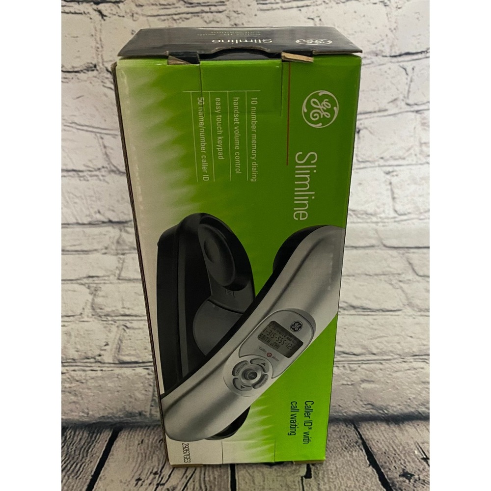 NIB GE 29267GE3 Corded Slimline Phone With Caller ID/Call Waiting Silver Black